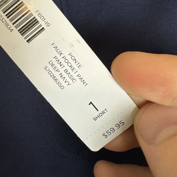 S Chicos Pants Womens 1 Short US 8 Navy Blue Ponte Slim Ankle Pull On NWT - Picture 3 of 12